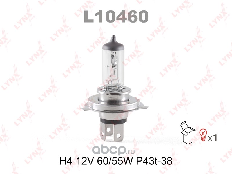 Лампа галоген H4 LYNX 12V 60/55W P43T38