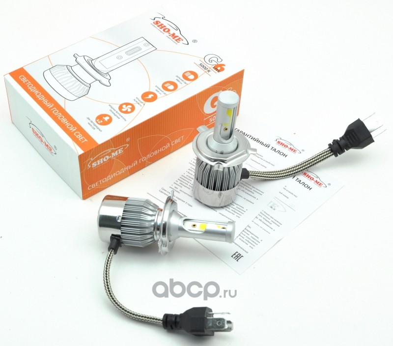 Лампы светодиодные H4 LED SHO-ME 12V 36W 5000K 2 шт